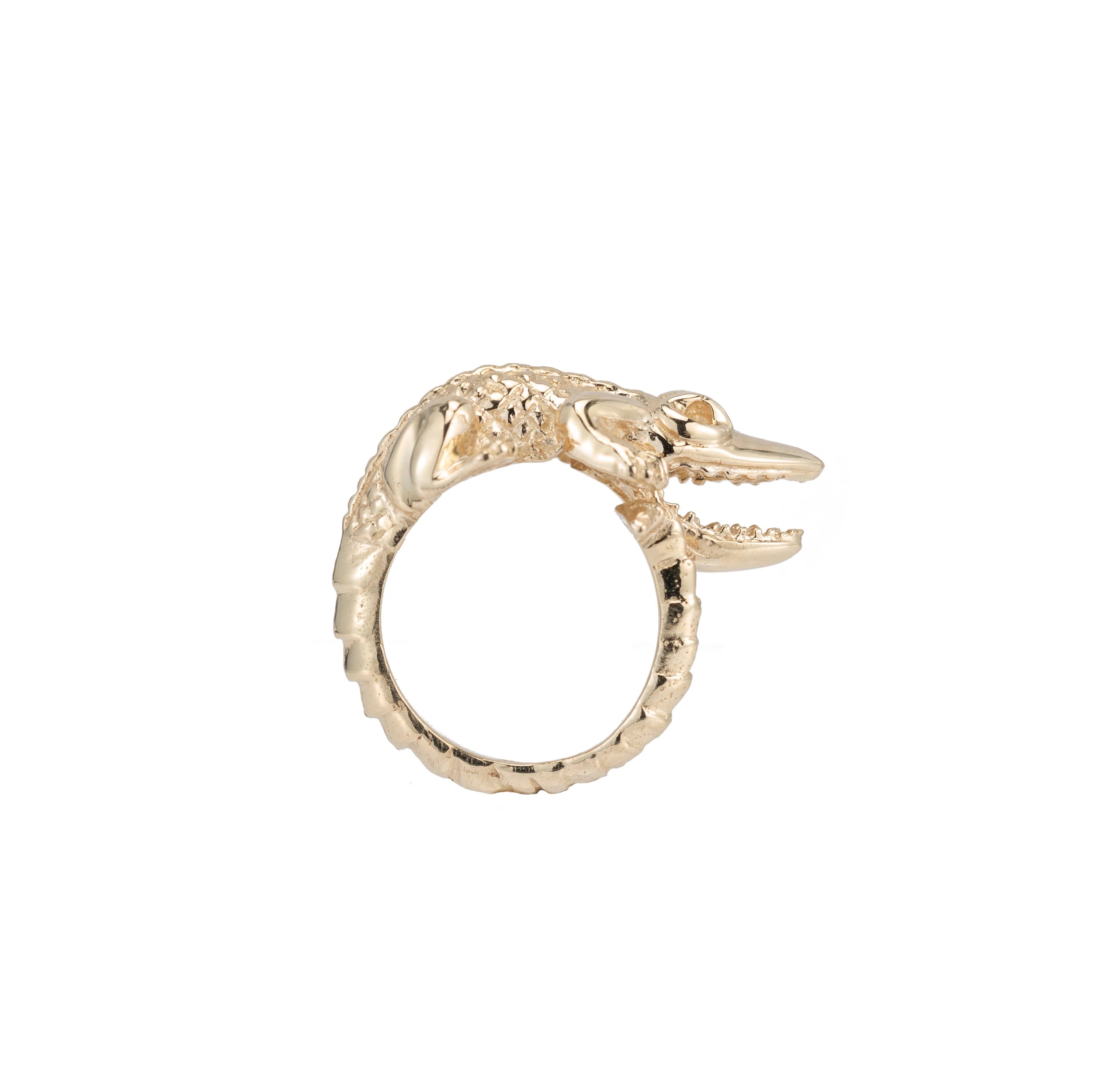 Crocodile Ring Ring Le Depot Dore   