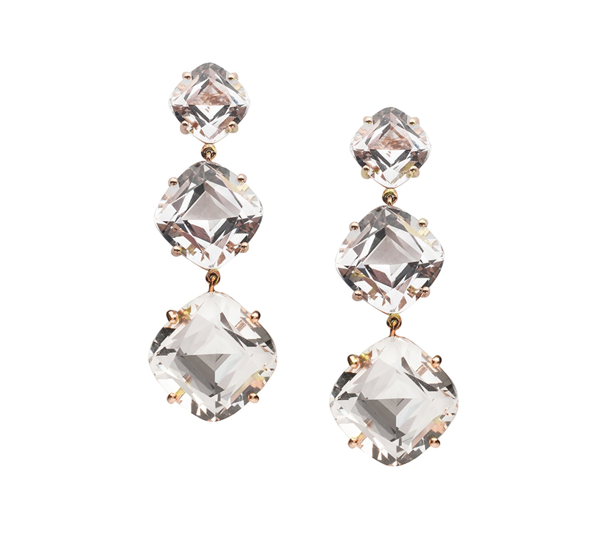 Rock Crystal Cushion Earrings Drop Goshwara   