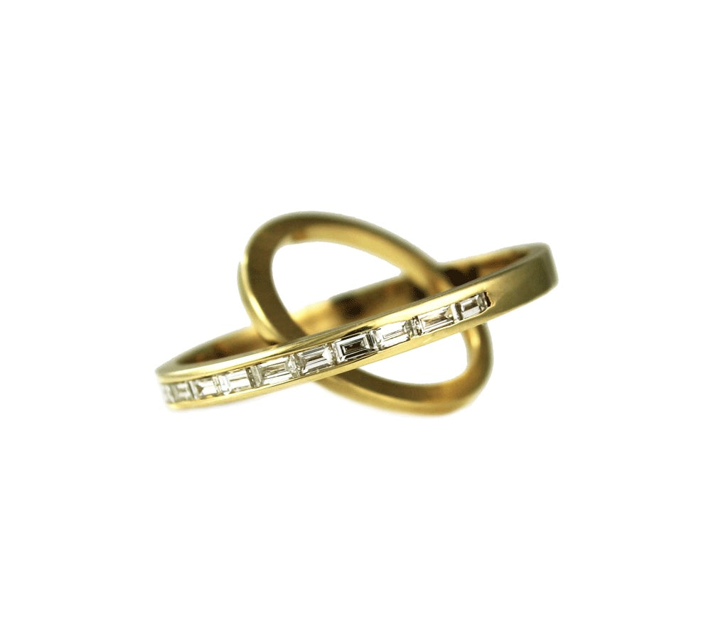 Baguette Saturn Ring Statement Perez Bitan Diamond  