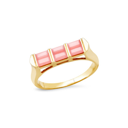 Double Baguette Stackable Pink Opal Ring Stack Helena Rose Jewelry   