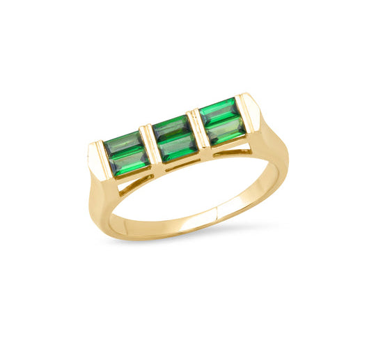 Double Baguette Stackable Tsavorite Ring Stack Helena Rose Jewelry   
