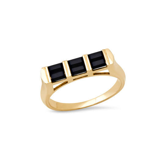 Double Baguette Stackable Onyx Ring Stack Helena Rose Jewelry   