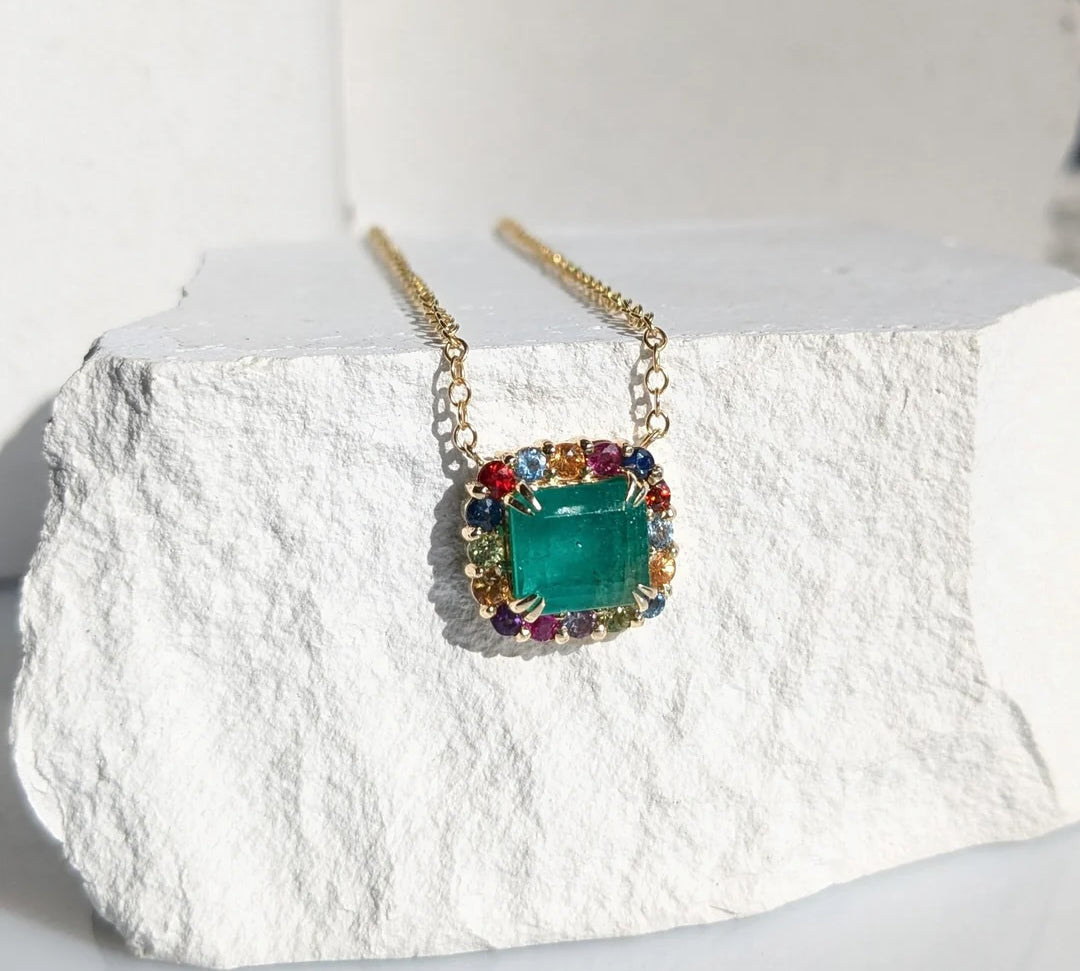 Emerald Sapphire Necklace Necklace Elisabeth Bell Jewelry