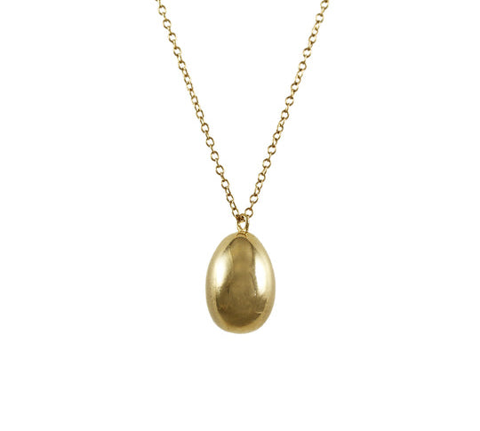 Solid Egg Necklace Pendant Elisabeth Bell Jewelry Yellow Gold  