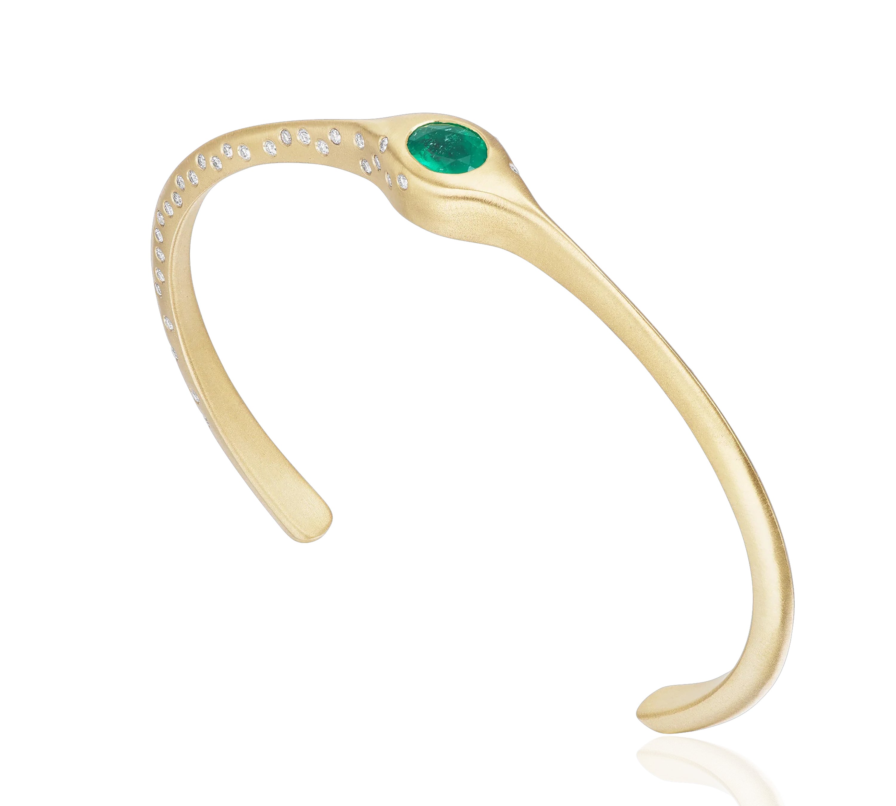 Emerald Oval Cuff Cuff Bracelet Ophelia Eve   