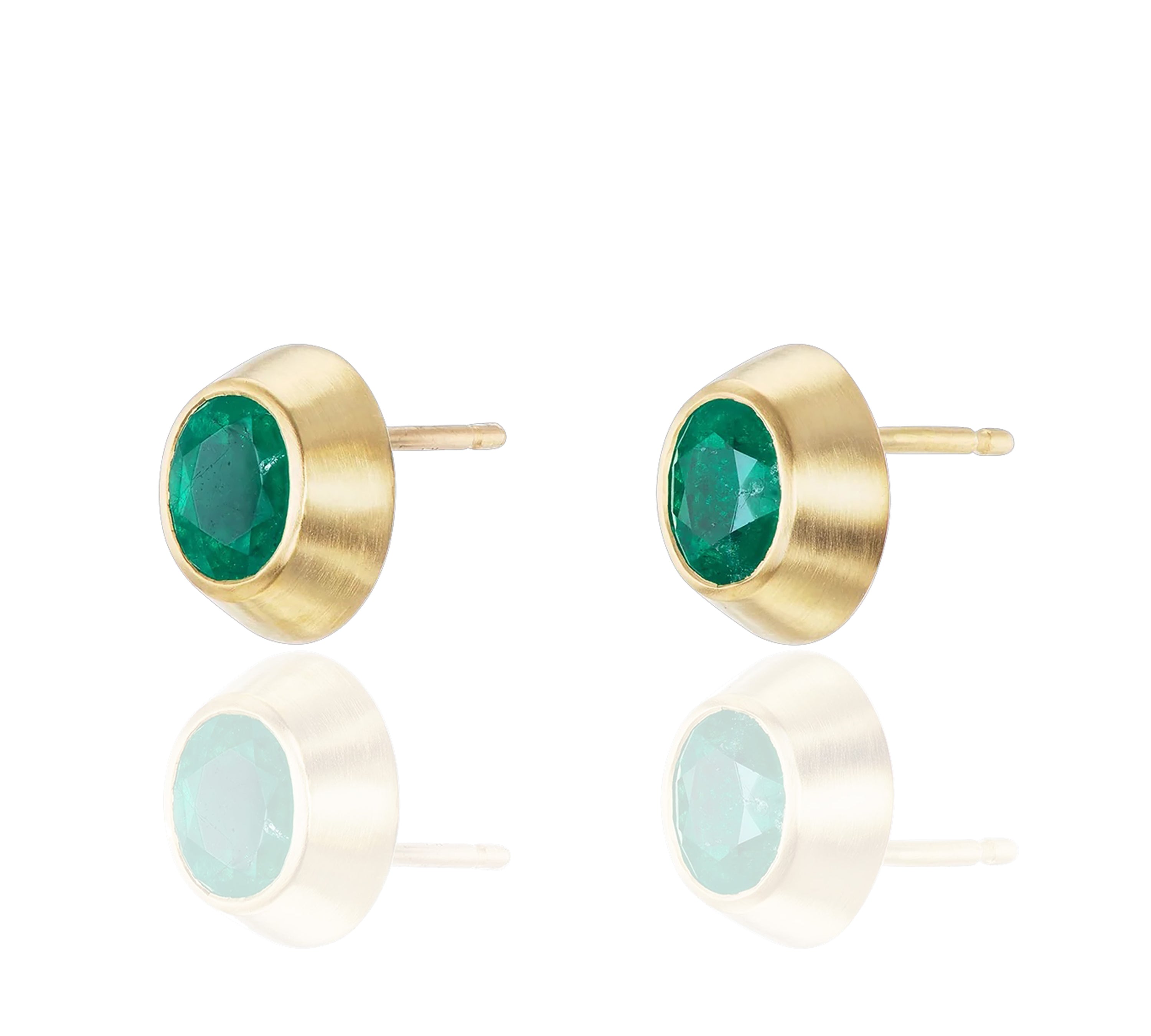 Emerald Oval Studs Stud Earrings Ophelia Eve   