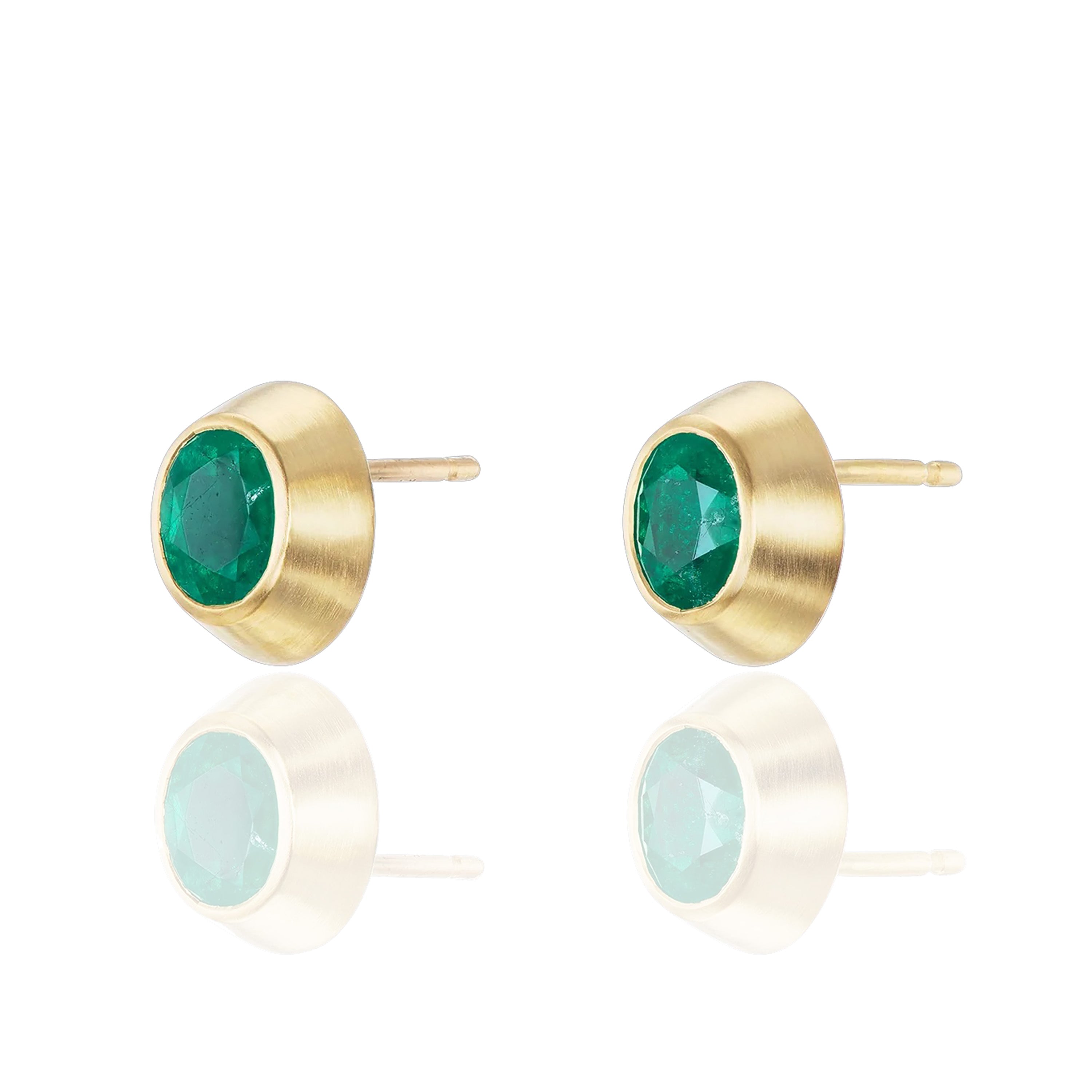 Emerald Oval Studs Stud Earrings Ophelia Eve   