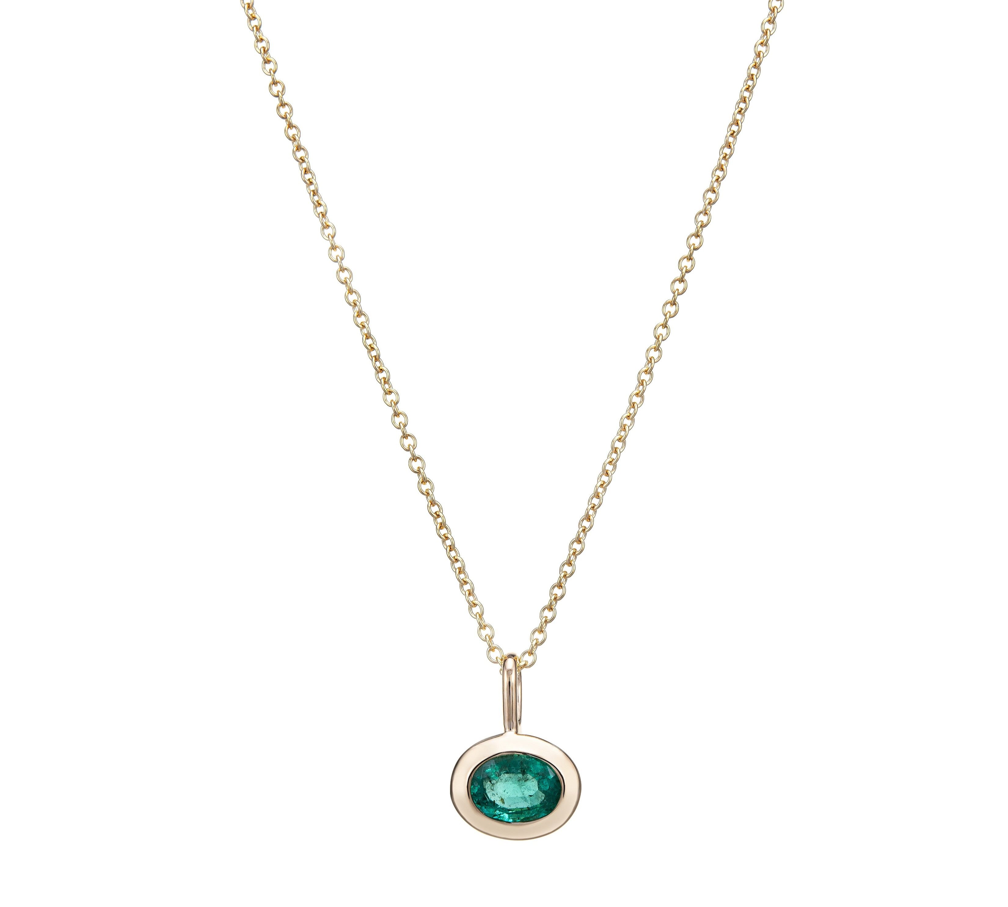 Oval Stone Pendant Necklace Charms Kathryn Bentley 16inch Ovalette Chain Necklace Emerald 