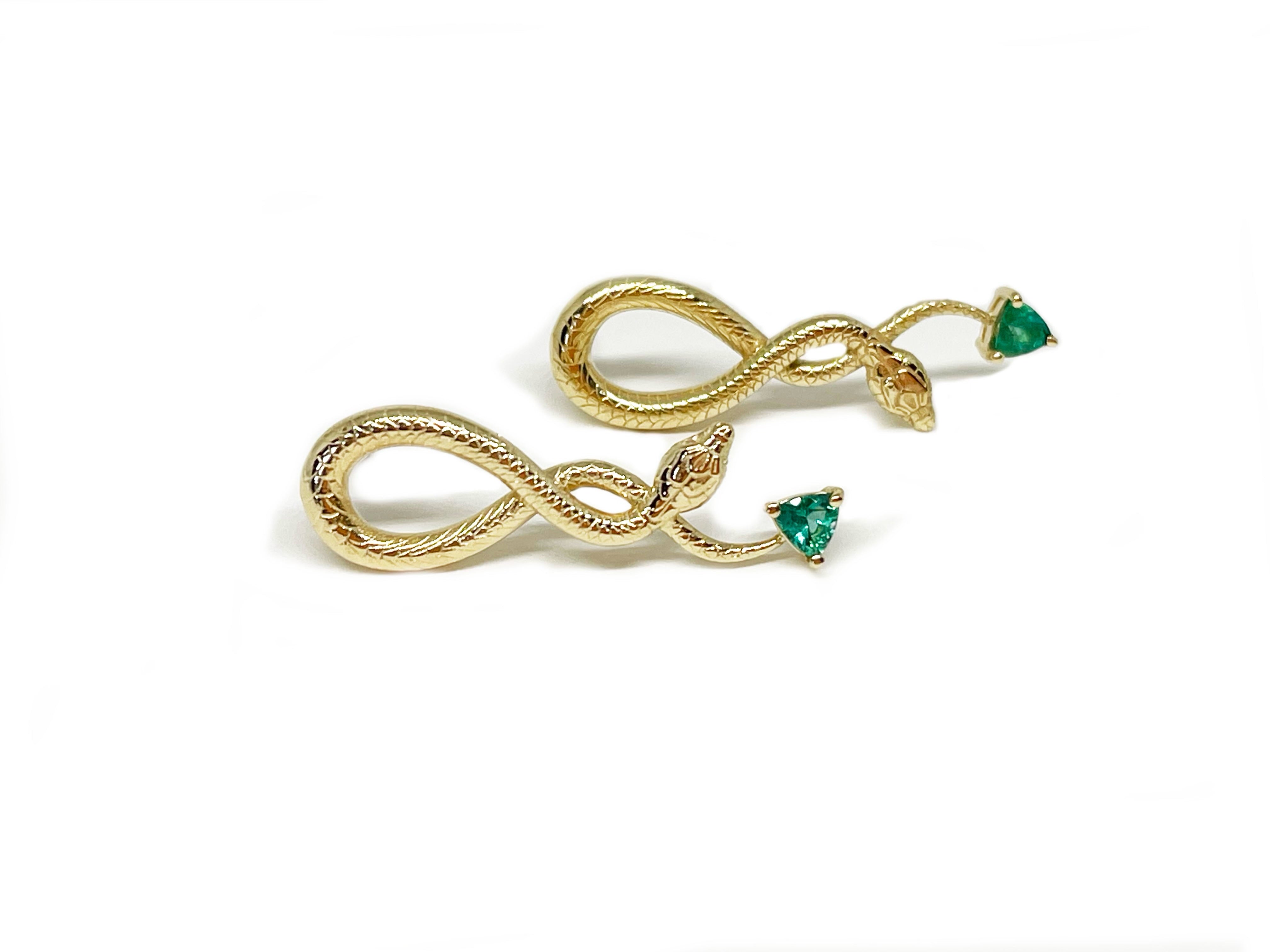 Emerald Snake Earrings Drop Earrings Perez Bitan   