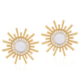 Enamel Soleil Earrings with Diamonds Studs Falamank   