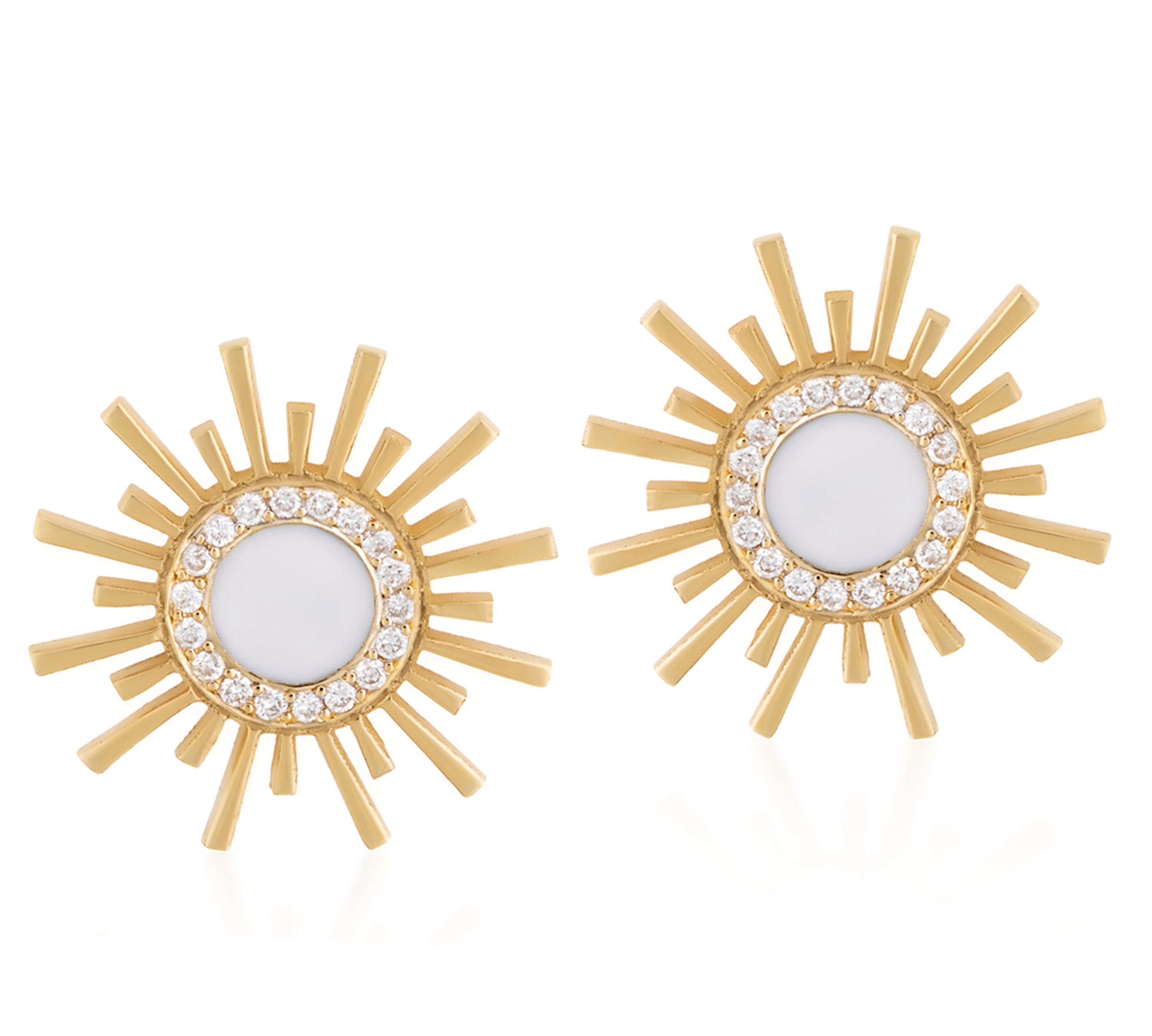 Enamel Soleil Earrings with Diamonds Studs Falamank   