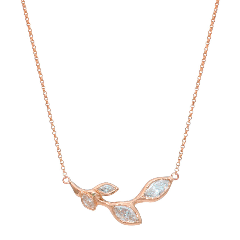 Four Leaf Diamond Necklace Pendant Jaine K Designs Rose Gold  