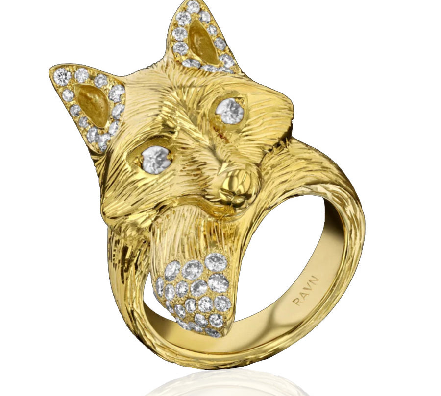 Diamond Liberty Fox Ring Statement Ring House of RAVN