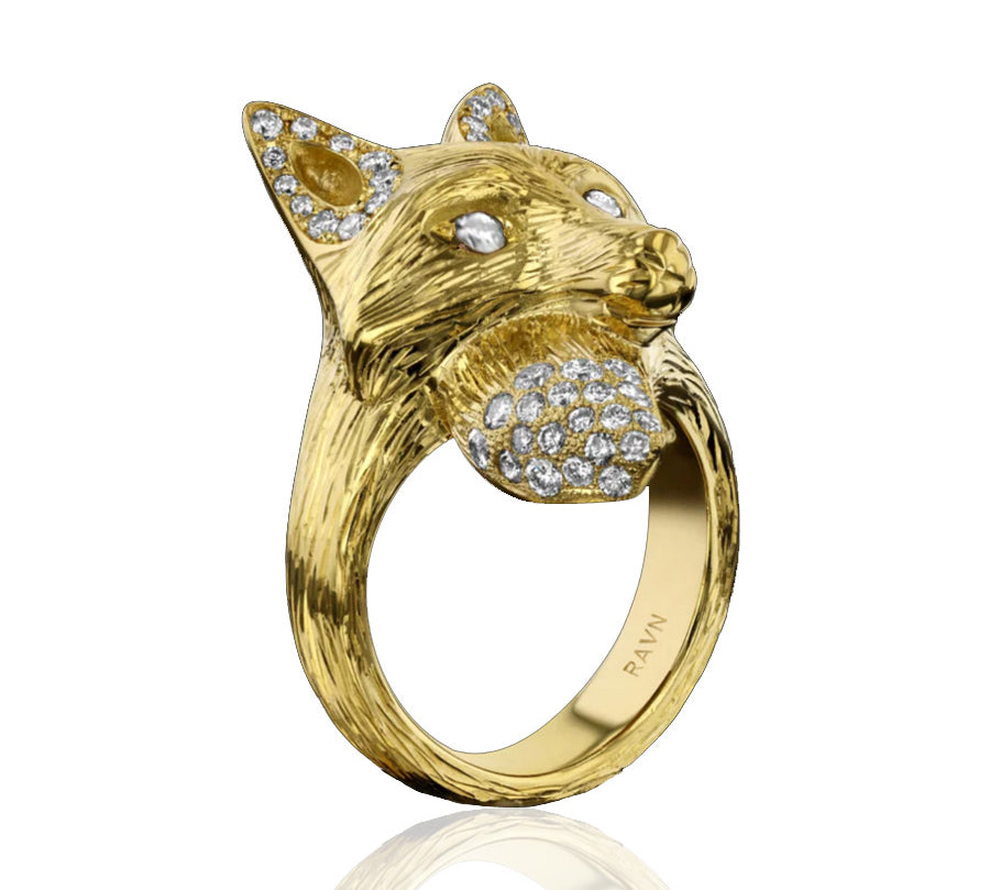 Diamond Liberty Fox Ring Statement Ring House of RAVN