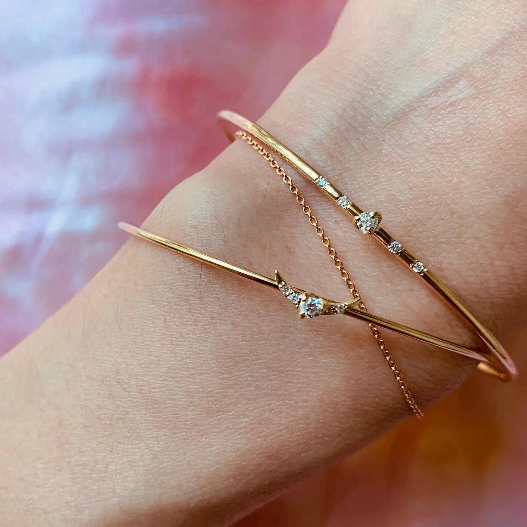 Diamond Solitaire with Pave Bangle Bangle Jaine K Designs