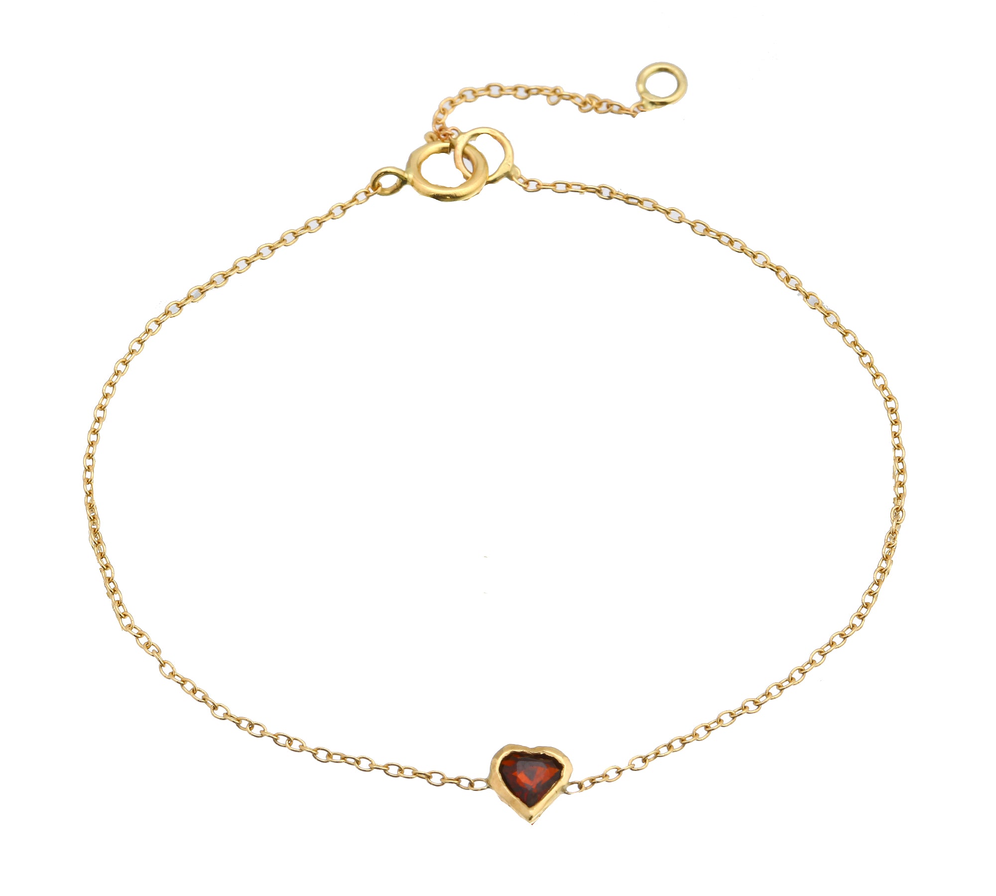 Dainty Heart Bracelet Bracelet Jaine K Designs Garnet / YGold