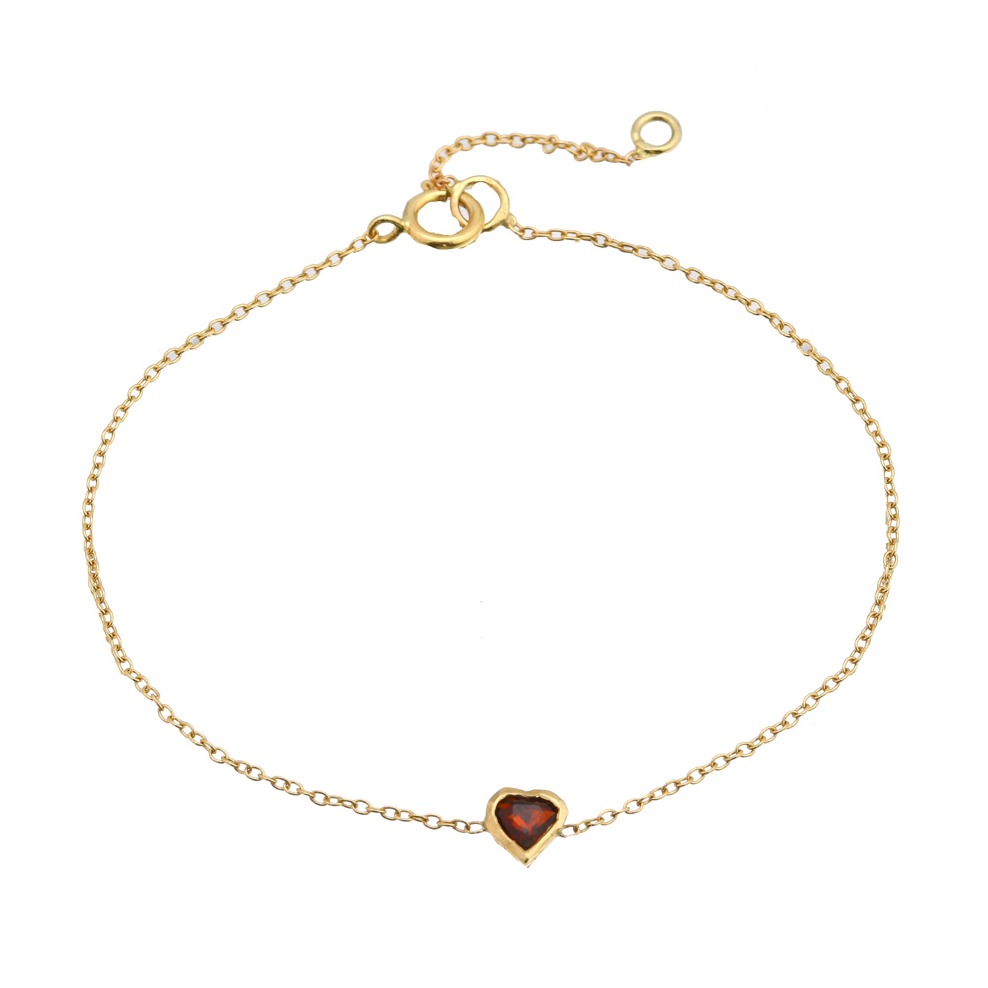 Dainty Heart Bracelet Bracelet Jaine K Designs Garnet / YGold