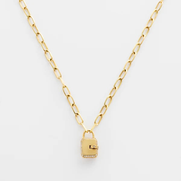 Gold Pave Mini Padlock Pendant Pendant James Banks Design   