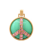 Grandsize Peace Pendant in Chrysoprase and Pink Tourmaline Pendant Helena Rose Jewelry No Chain  