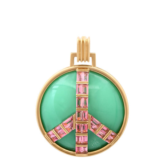 Grandsize Peace Pendant in Chrysoprase and Pink Tourmaline Pendant Helena Rose Jewelry No Chain  