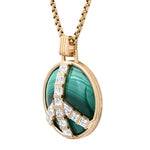 Grandsize Peace Pendant in Malachite and White Sapphire Pendant Helena Rose Jewelry   