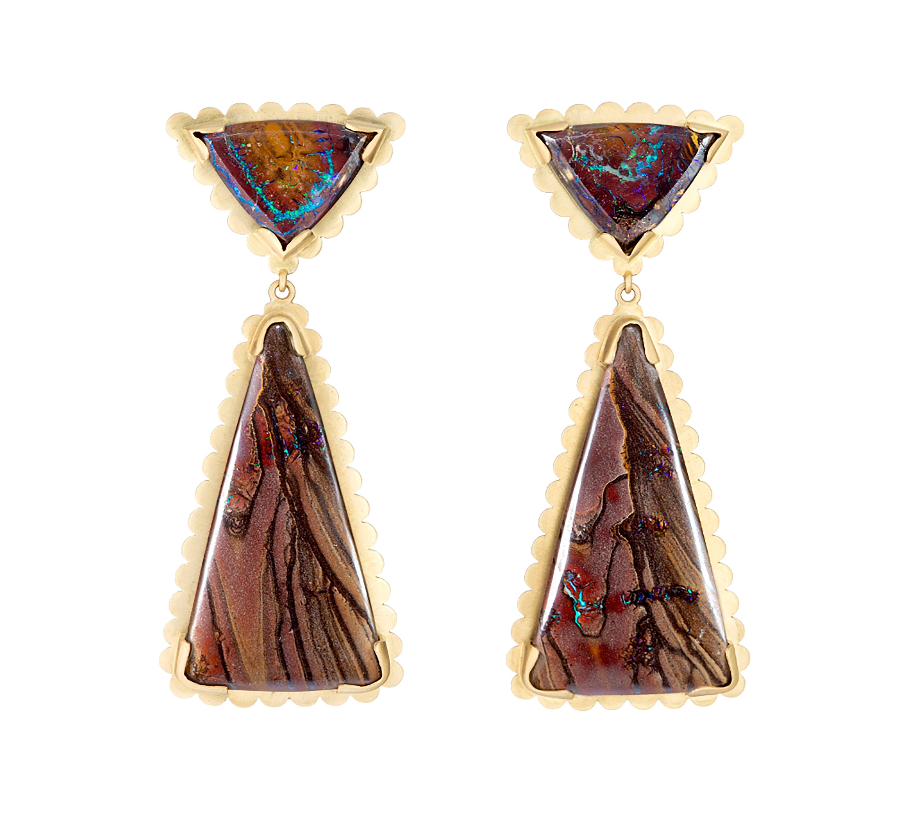 Yowah Opal Triangle Drop Earrings Drop Earrings Guita M   