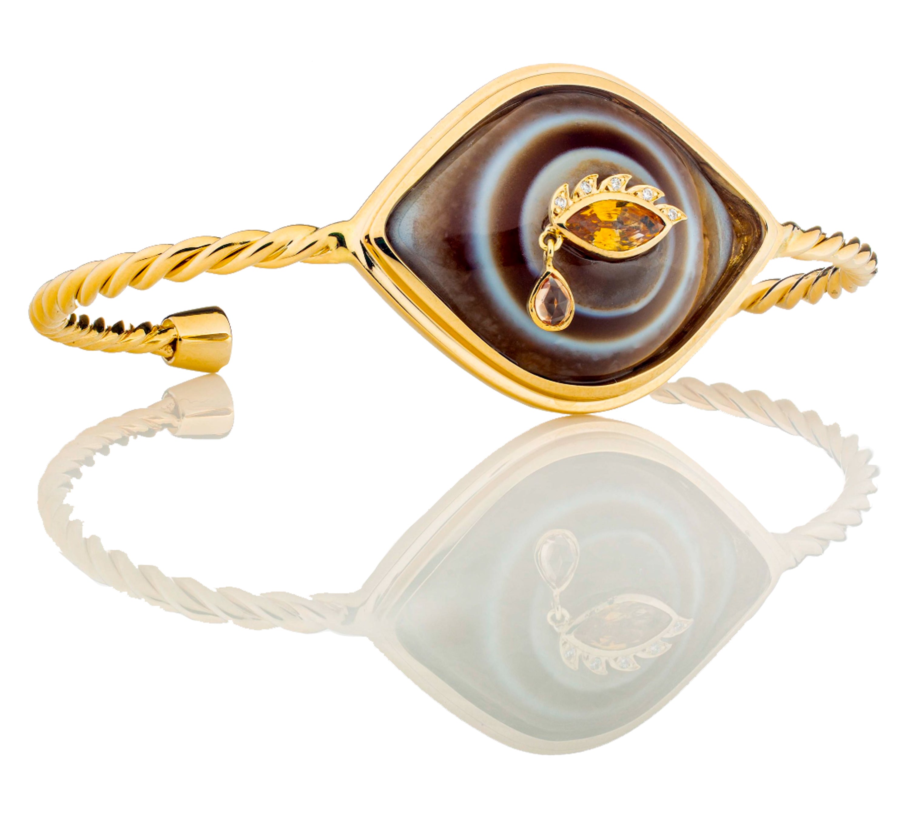 Suleiman Agate Twisted Bracelet Band Bangle Guita M   