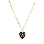 Heart Initial Pendant Necklace Necklaces Kathryn Bentley W - Black  