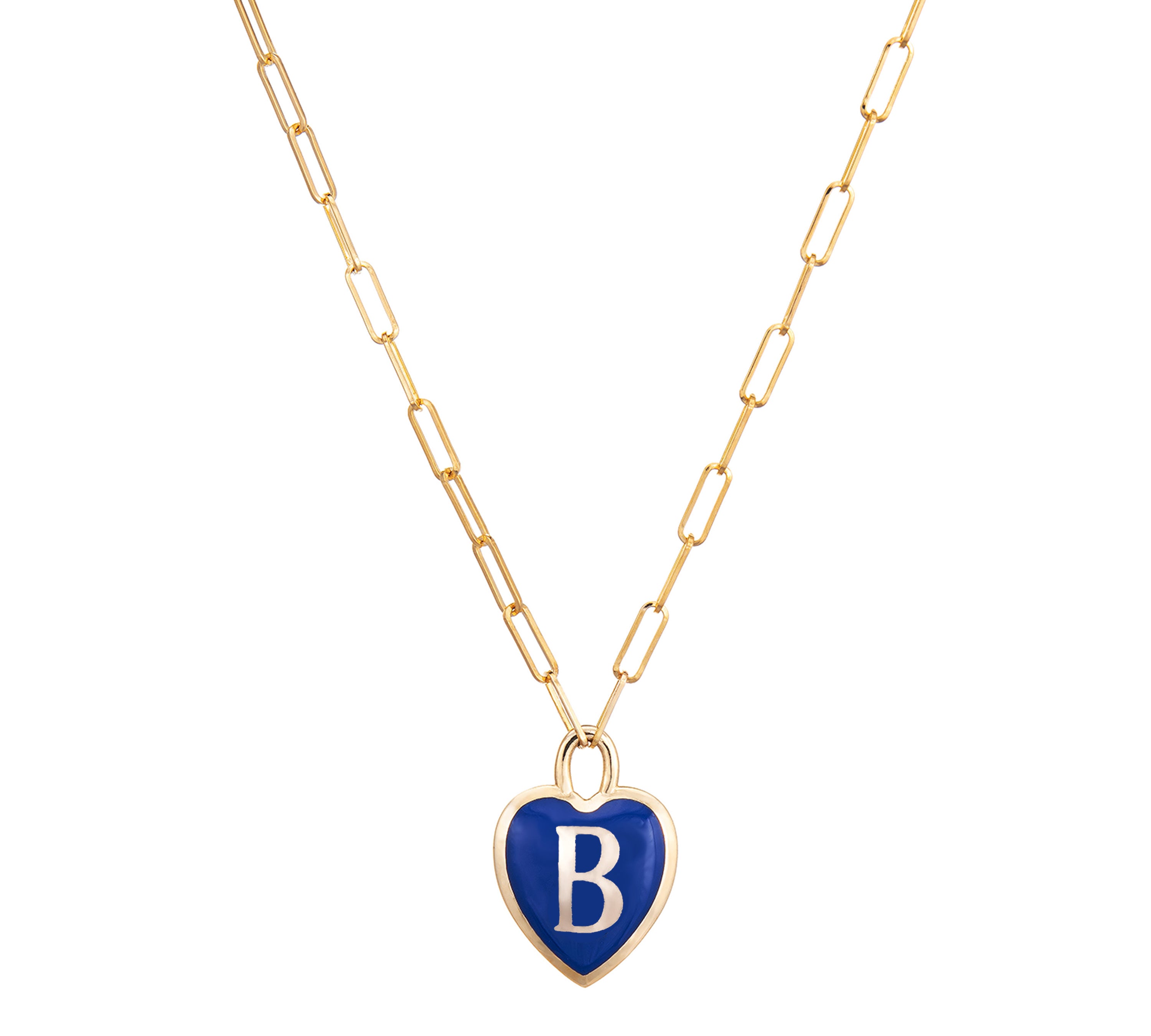 Heart Initial Pendant Necklace Necklaces Kathryn Bentley B - Blue  