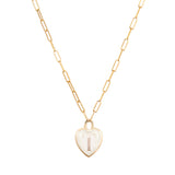 Heart Initial Pendant Necklace Necklaces Kathryn Bentley T - Cream  