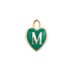 Heart Initial Pendant Charm Kathryn Bentley M - Green  