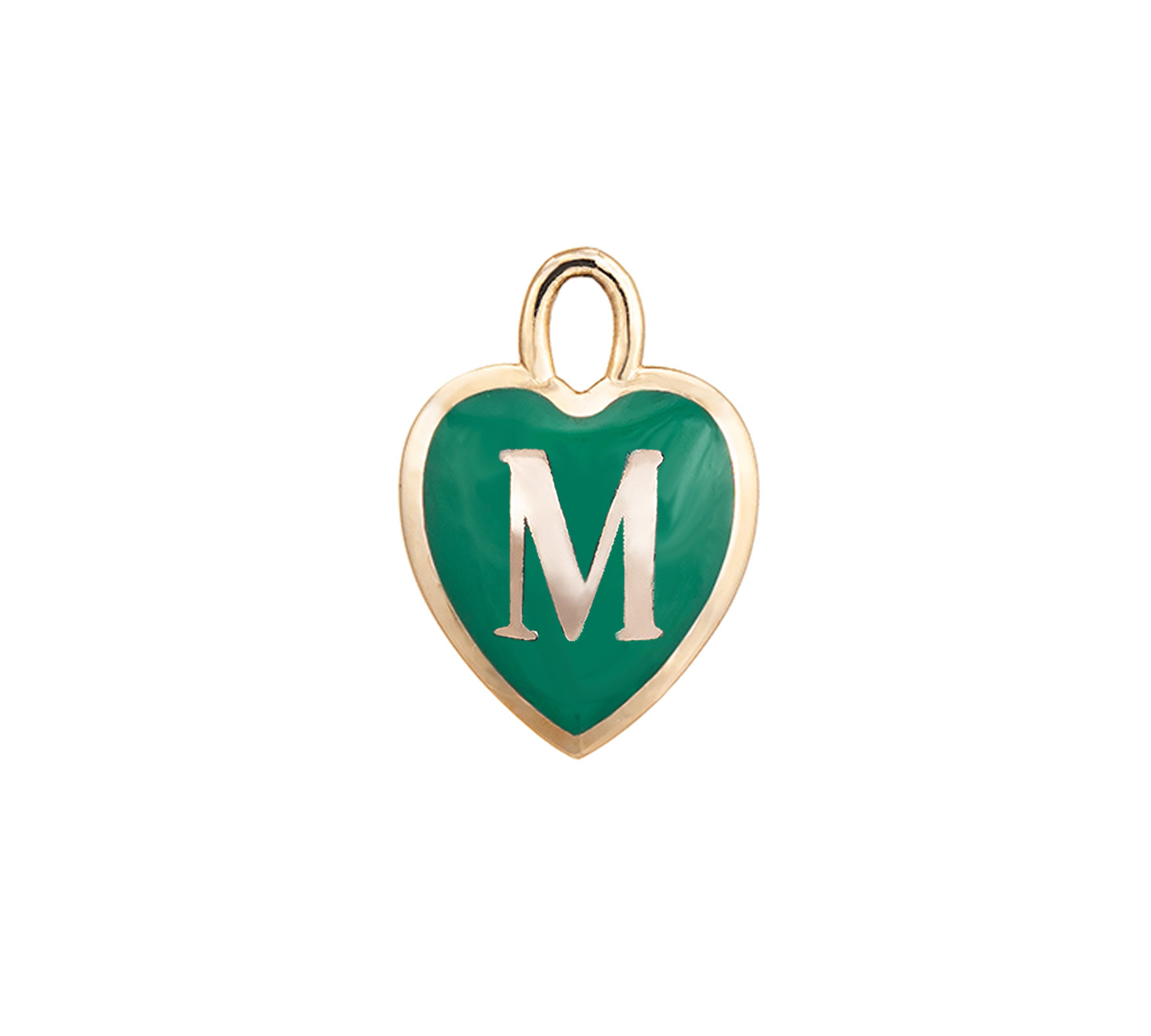 Heart Initial Pendant Charm Kathryn Bentley M - Green  