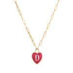 Heart Initial Pendant Necklace Necklaces Kathryn Bentley D - Red  