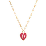 Heart Initial Pendant Necklace Necklaces Kathryn Bentley D - Red  