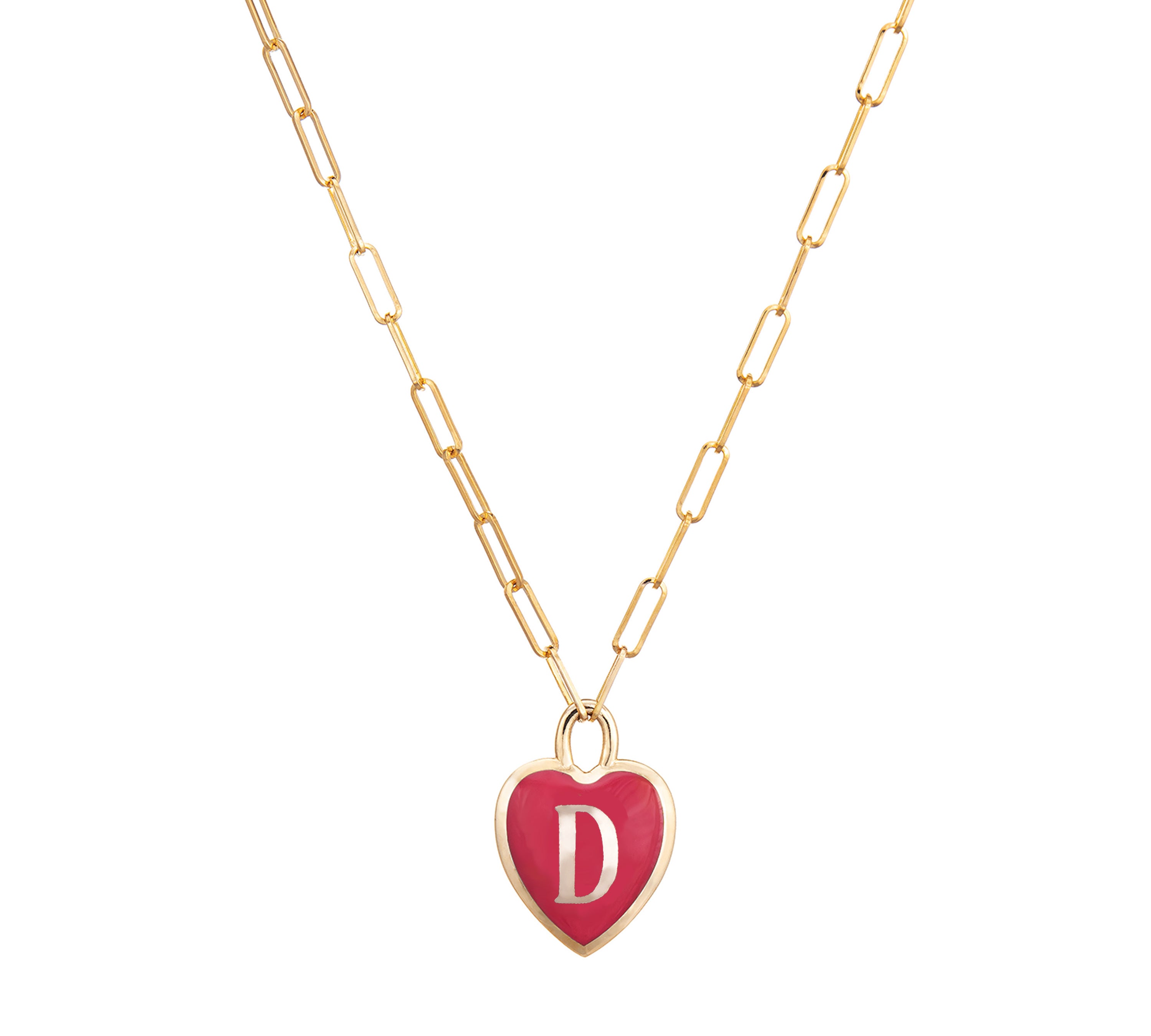 Heart Initial Pendant Necklace Necklaces Kathryn Bentley D - Red  