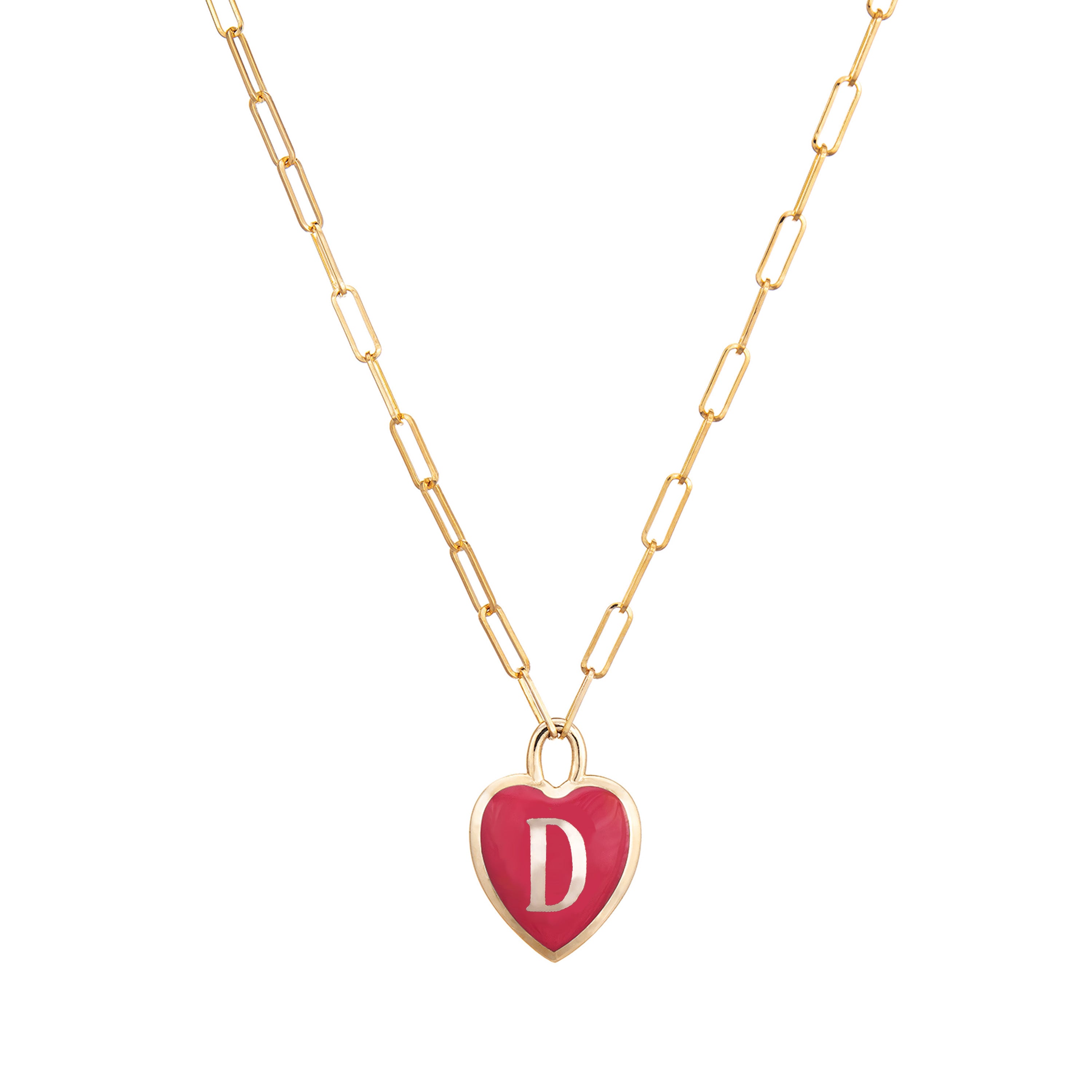 Heart Initial Pendant Necklace Necklaces Kathryn Bentley D - Red  