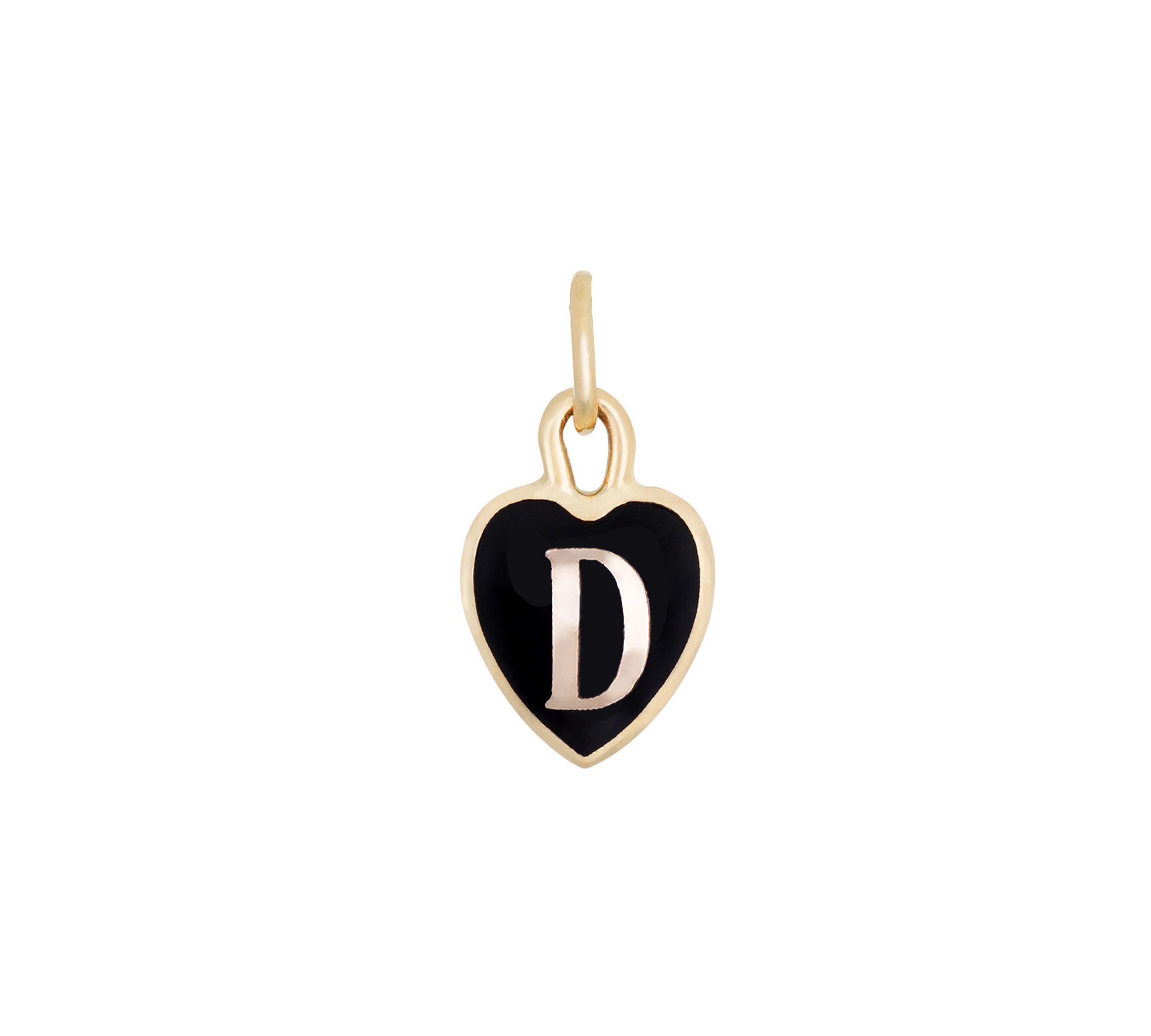 Petite Heart Initial Charm Charms Kathryn Bentley D - Black  