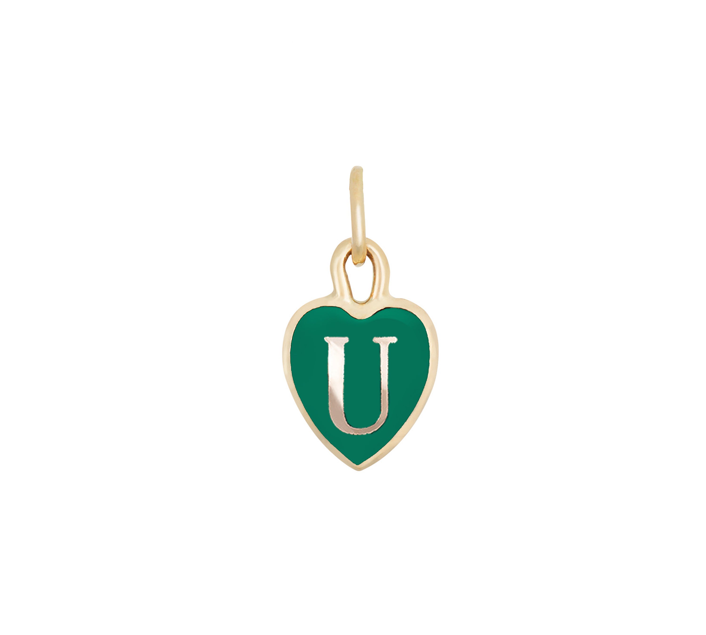 Petite Heart Initial Charm Charms Kathryn Bentley U - Green  