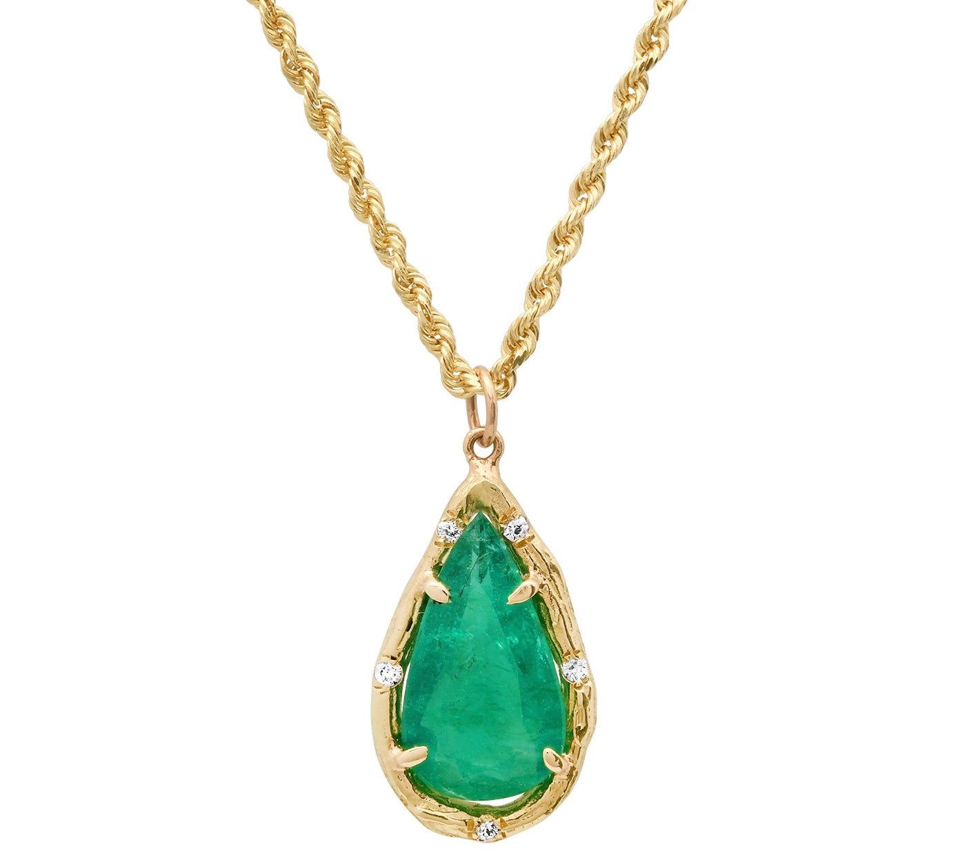 Brazilian Emerald Pear Necklace Necklace Elisabeth Bell Jewelry