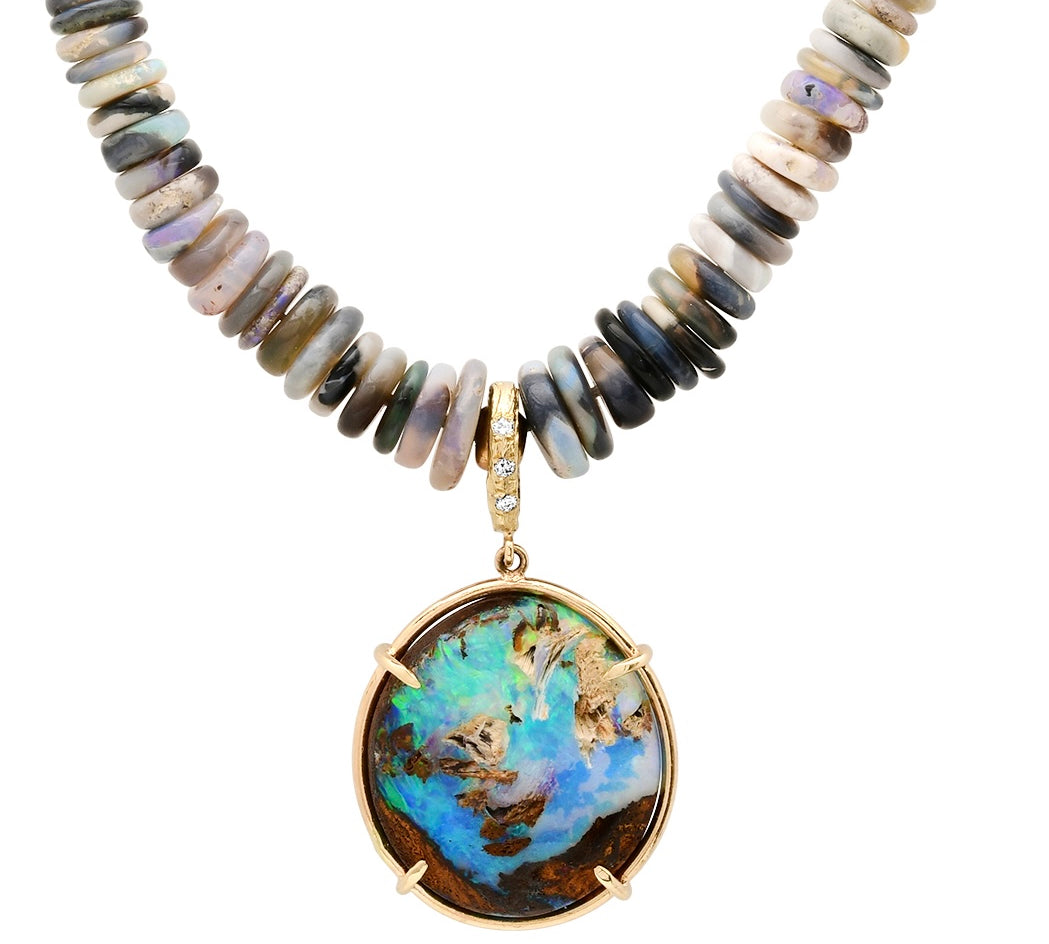 Lunar Opal Necklace Pendant Necklace Elisabeth Bell Jewelry