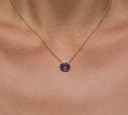 Oval Sapphire Necklace Pendant Elisabeth Bell Jewelry   