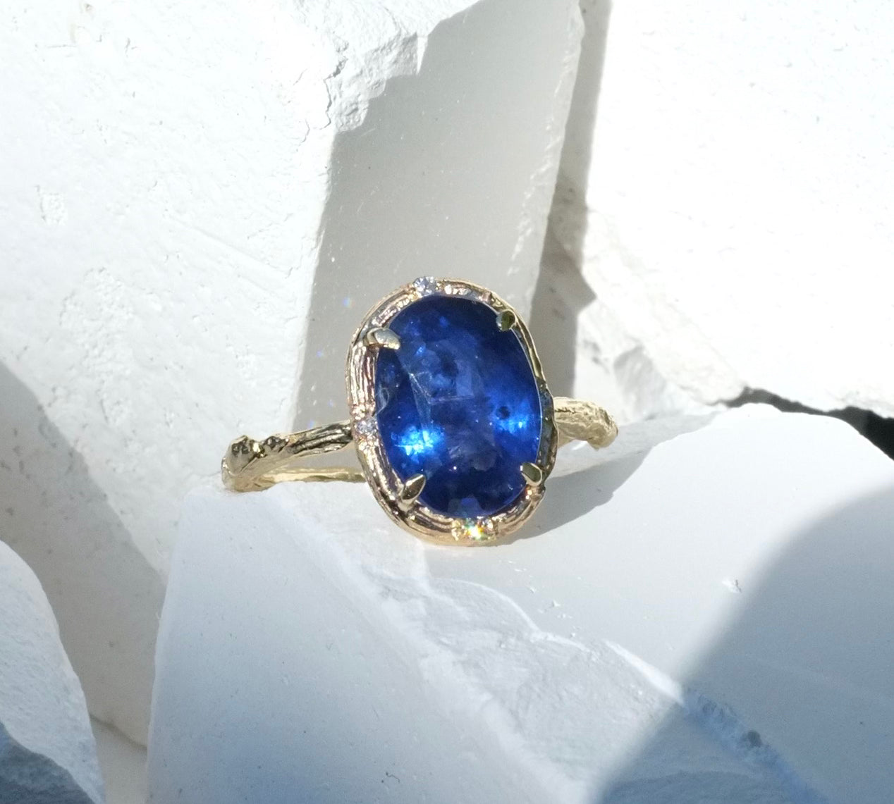 Royal Blue Sapphire Ring Cocktail Elisabeth Bell Jewelry   