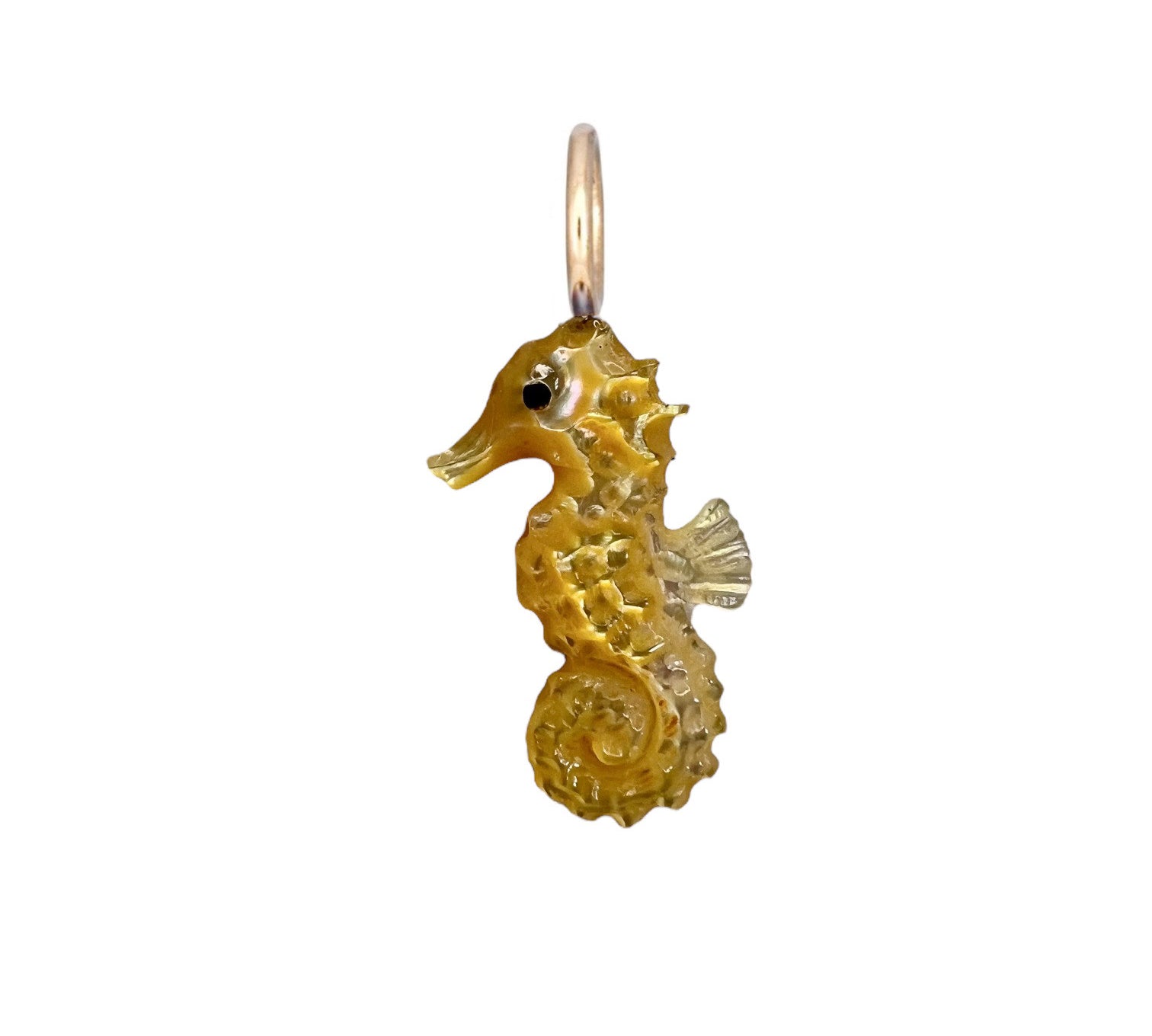 Seahorse Charm Charm Maura Green Gold Mother of Pearl  