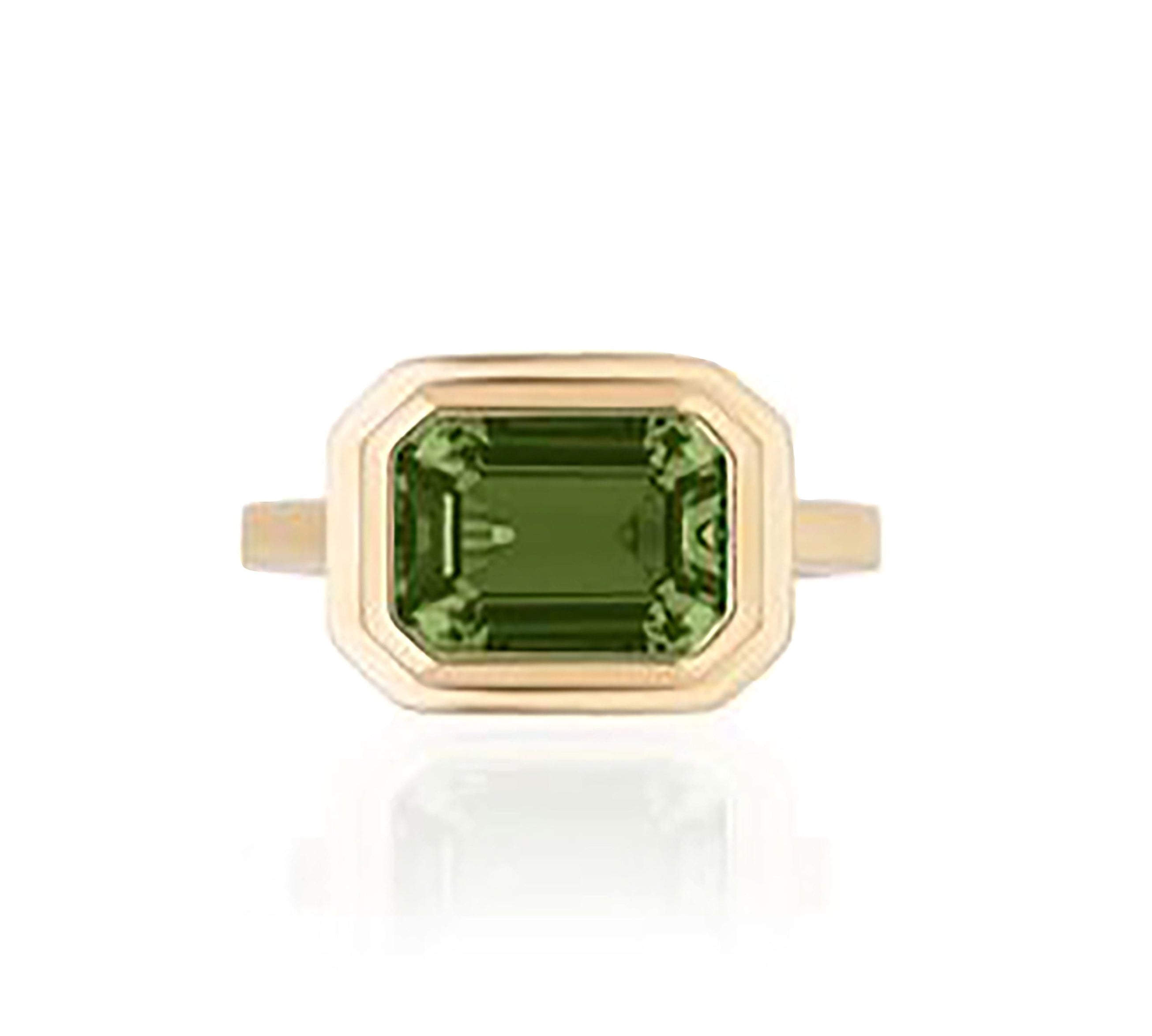 Green East-West Tourmaline Ring Cocktail Ring Goshwara