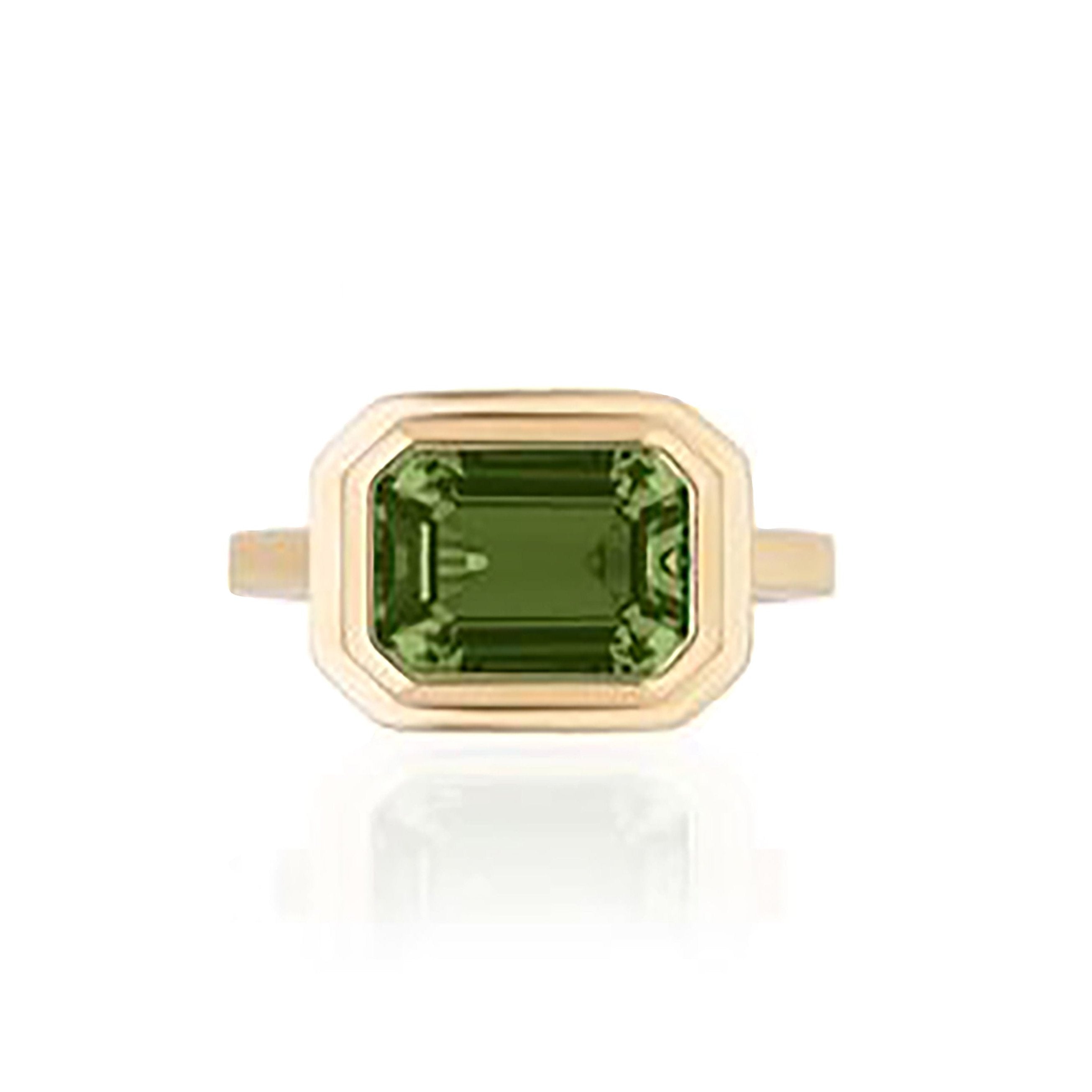 Green East-West Tourmaline Ring Cocktail Ring Goshwara