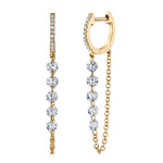 5-Diamond Chain Drop Huggie Drop Earrings Roseark Deux Pair Yellow Gold 