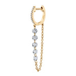 5-Diamond Chain Drop Huggie Drop Earrings Roseark Deux Single Yellow Gold 