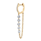 5-Diamond Chain Drop Huggie Drop Earrings Roseark Deux Single Yellow Gold 