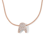 Petite ZAHA Pave Diamond Slider Charm Zahn-Z Rose gold On 1mm Snake Chain