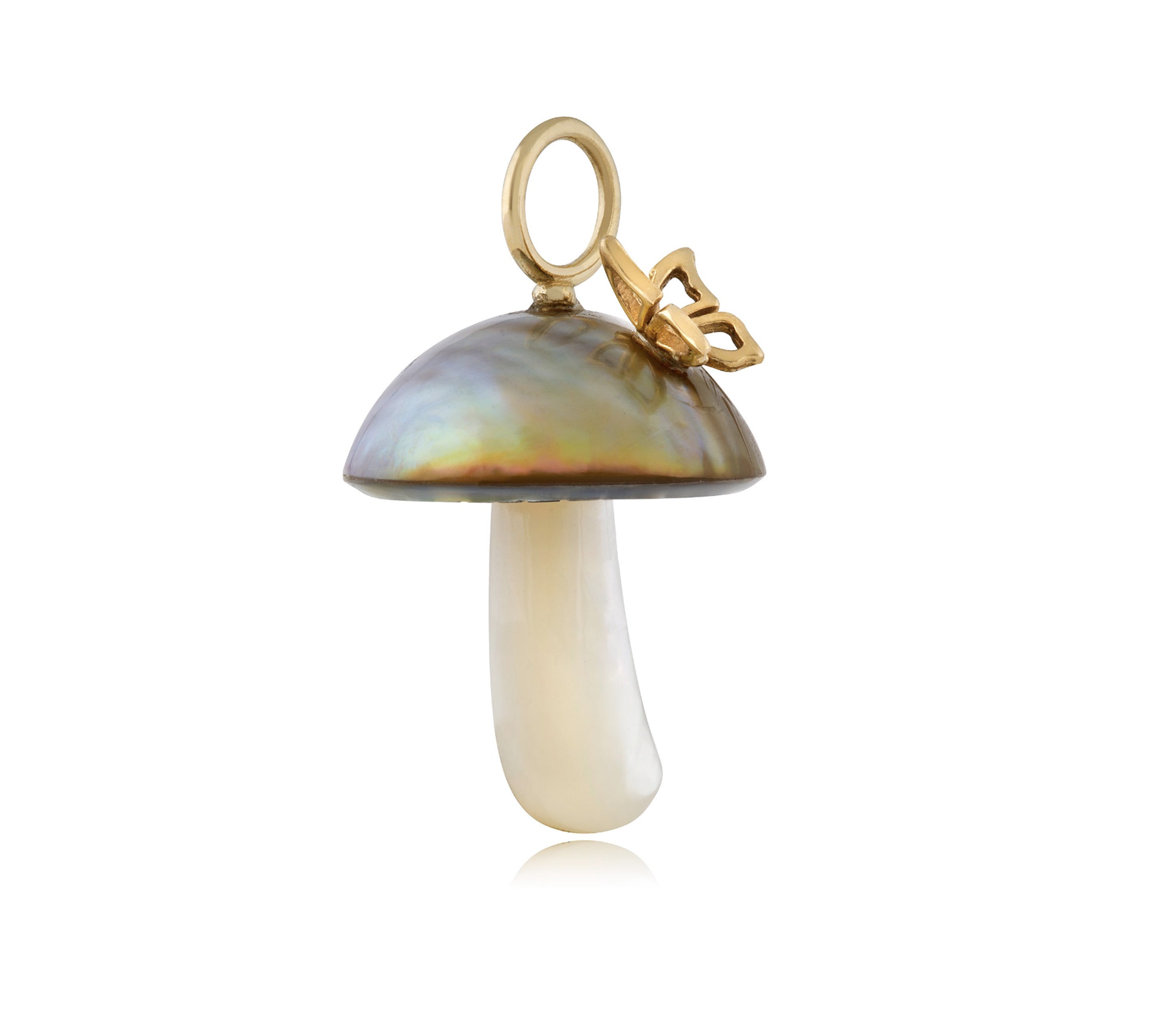 Pearl Mushroom Charm with Butterfly Charm Maura Green   